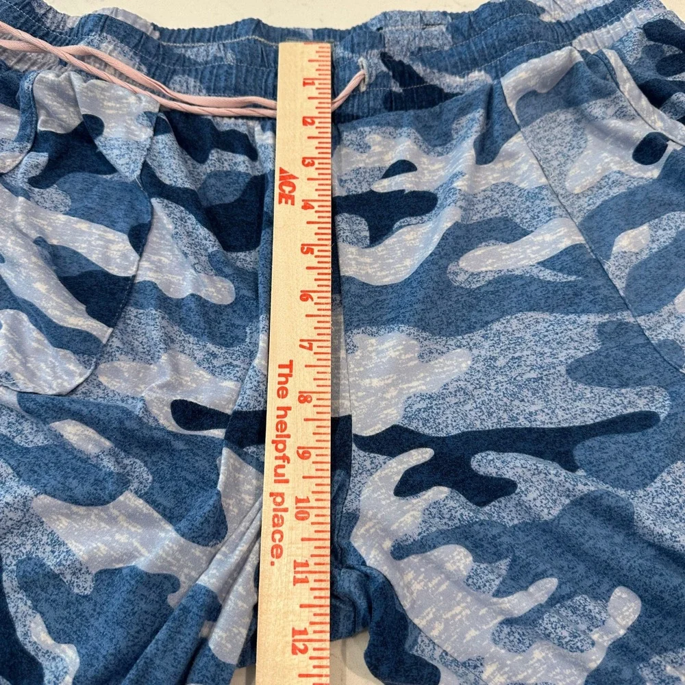 Jane and Bleecker Blue Camo Pajama Pants Women Medium Lounge Sleepwear Pant